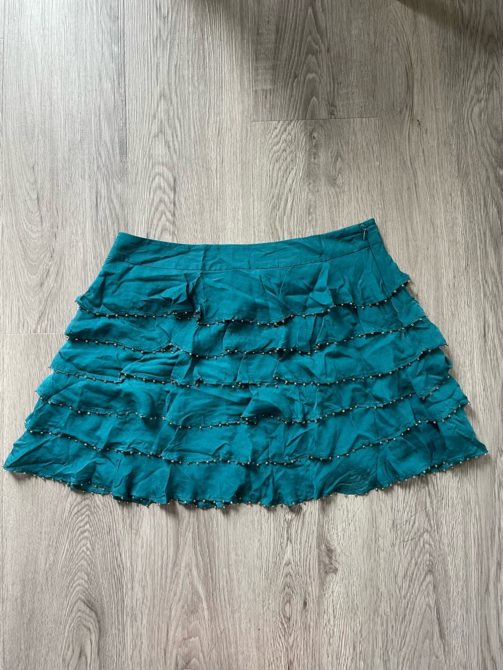 Vintage Y2K Forever 21 silk beaded mini skirt size medium